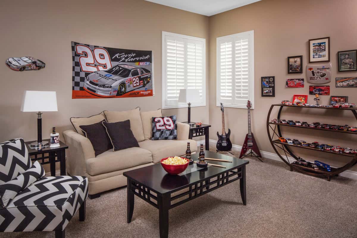 Las Vegas man cave with shutters